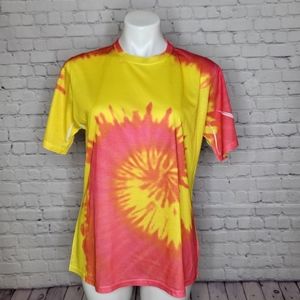 Kylie Spiral Tie Dye T-shirt - Yellow, Orange, Pink - Size XL